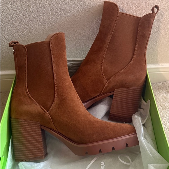 NIB Sam Edelman Rollins Brown Suede Ankle Boots sz 9.5 - Picture 2 of 11